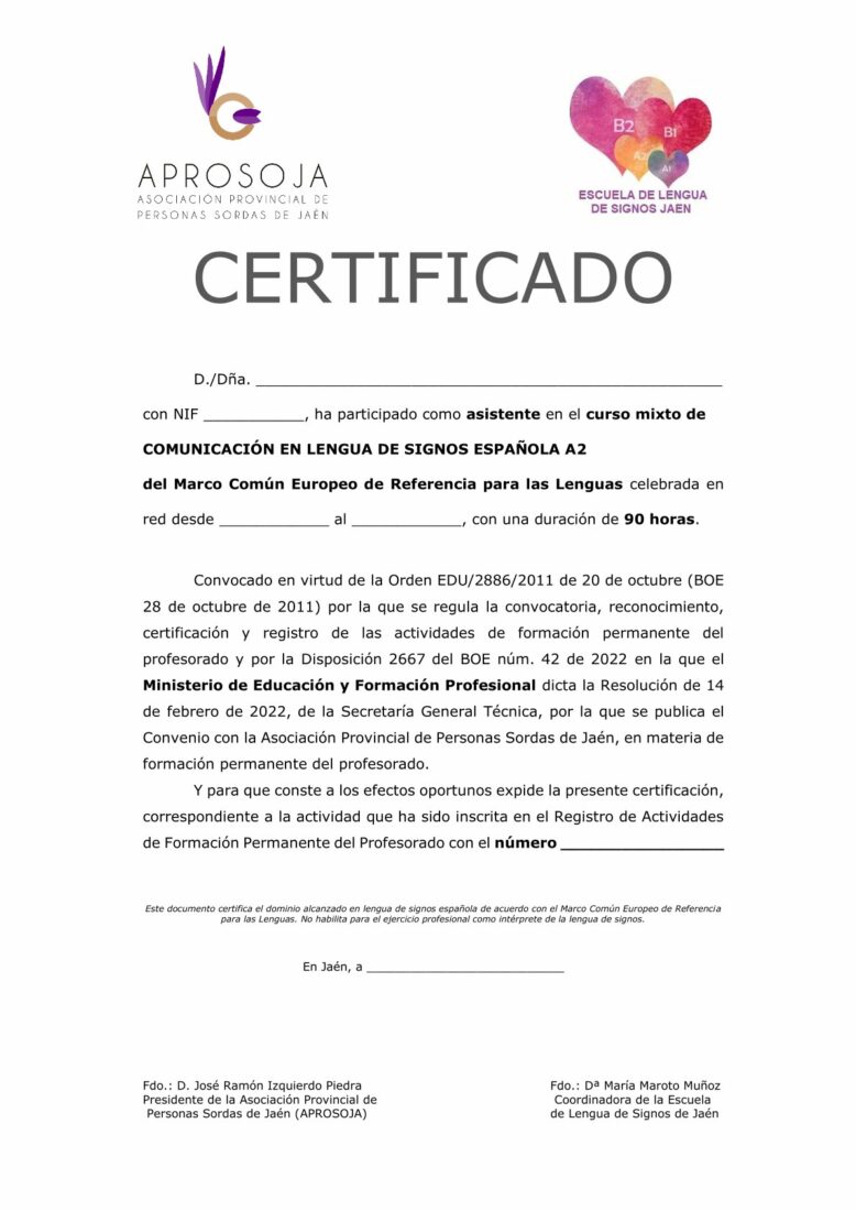 Certificado Lse A2 Ministerio V2024
