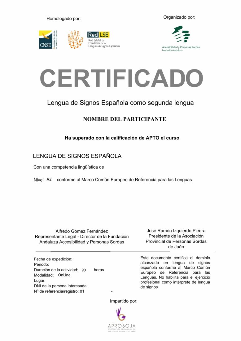 Certificado Lse A2 Cnse